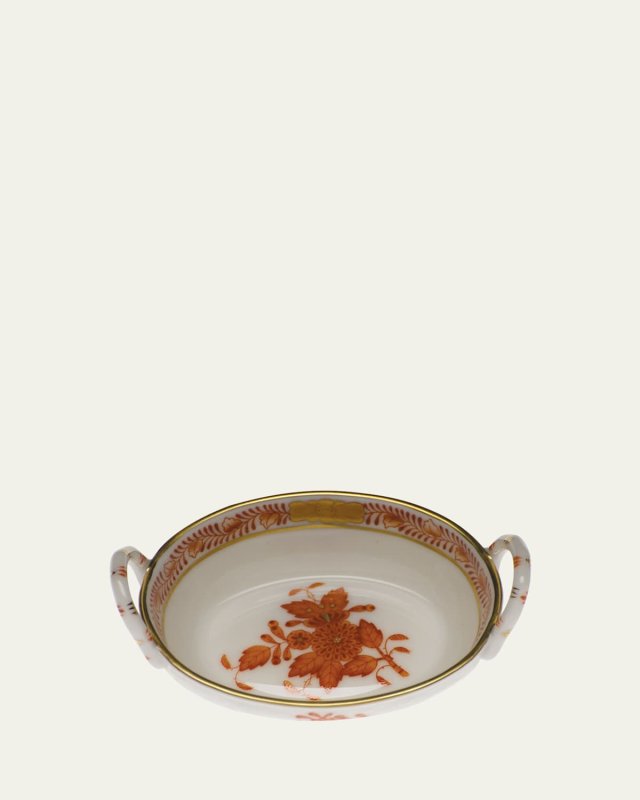 Chinese Bouquet Rust Small Basket with Handles